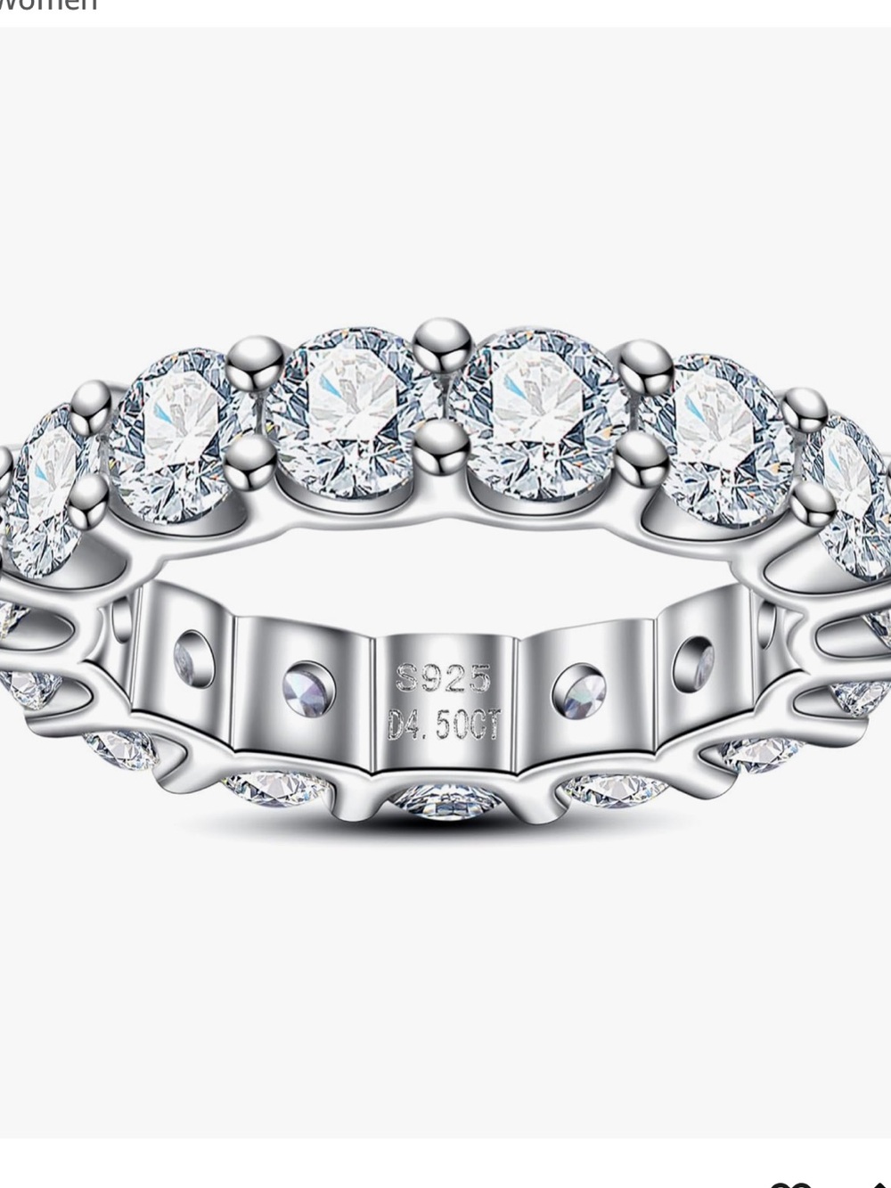Sterling Silver Moissanite Eternity Band size 4.5